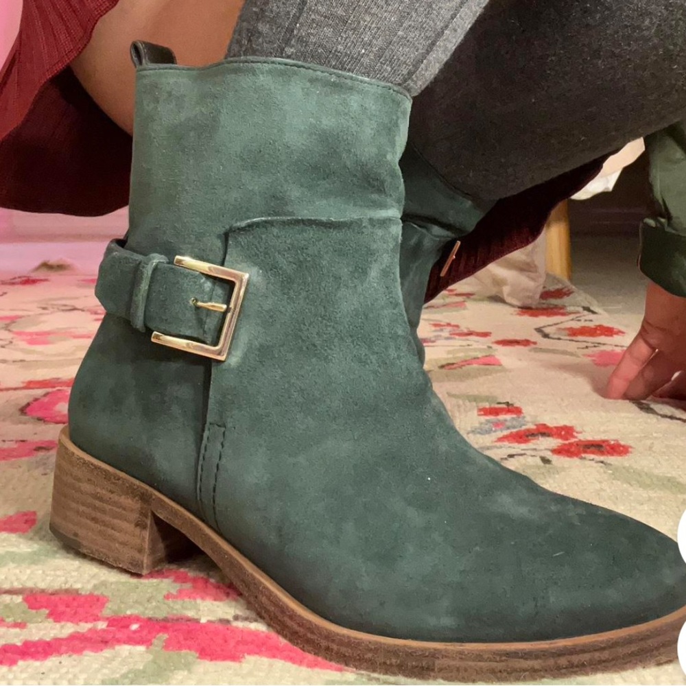 Tory Burch Riley Mid Buckle Suede Boots